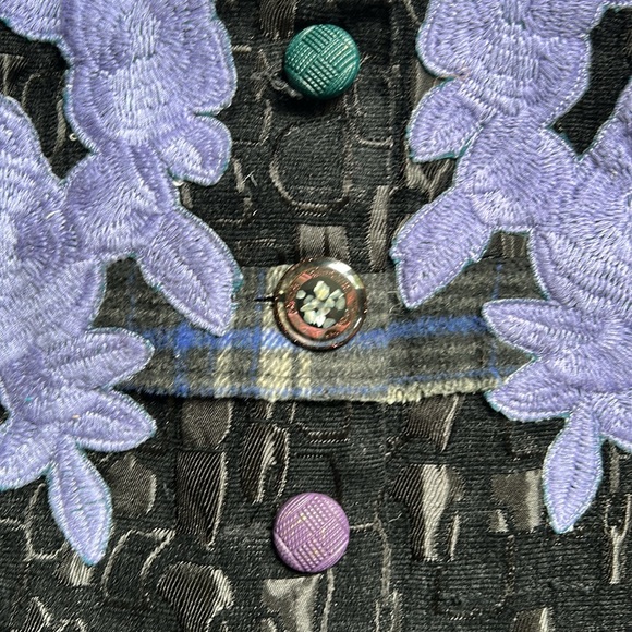 Sacred Threads Multicolor Floral Patchwork Boho Button-Up Coat Size L Junior - Picture 4 of 11